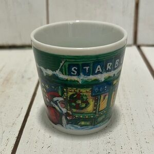 Vintage Starbucks Holiday Espresso Shot Glass Santa Claus Ceramic Pike Place
